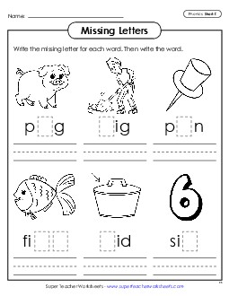 Missing Letters (Short I) Phonics Long Short I Worksheet