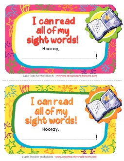 I know my sight words! Awards Worksheet