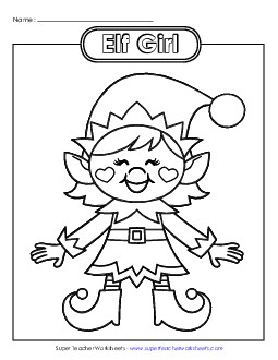 Elf (Girl) Christmas Worksheet