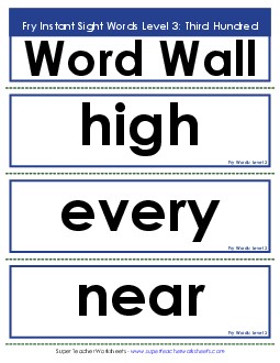 Word Wall: Level 3 Fry Worksheet