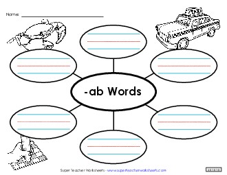 Word Web (-ab) Word Families Worksheet