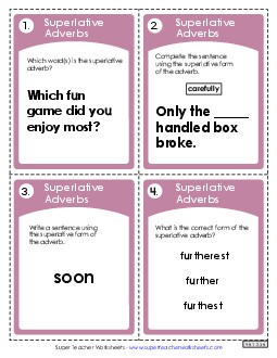 Task Cards: Superlative Adverbs Worksheet