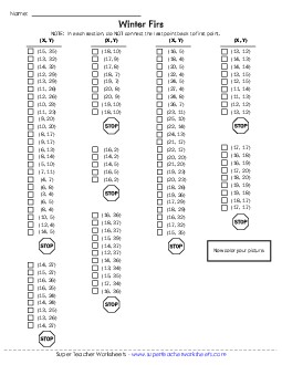 Graph Mystery Picture (Tree) Mystery Graph Picture Worksheet