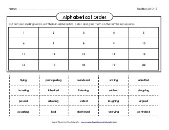 ABC Order: Cut-Glue (D-13) Spelling D Worksheet