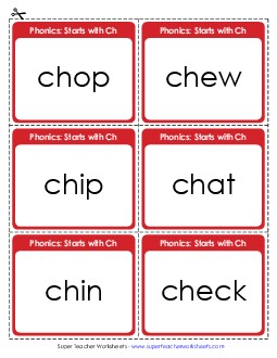 Flashcards: Words Starting with CH Phonics Digraphs Worksheet