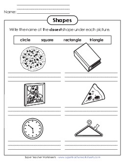 New Identify Shapes: Real-Life Objects Worksheet