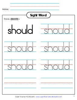 Trace the Word: Should Sight Words Individual Worksheet