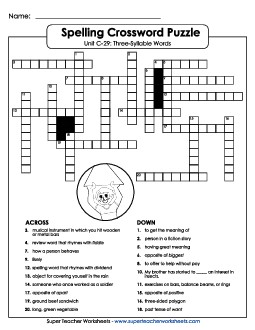 Crossword Puzzle (C-29) Spelling C Worksheet