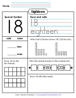 Secret Number: Eighteen Counting Worksheet