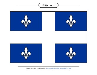 Quebec Flag (Full Colour) Canada Worksheet