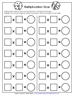 Multiplication Dice Game (1 Player) Worksheet