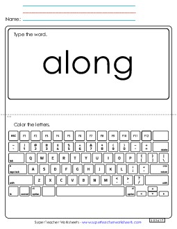 Type the Word: Along Sight Words Individual Worksheet