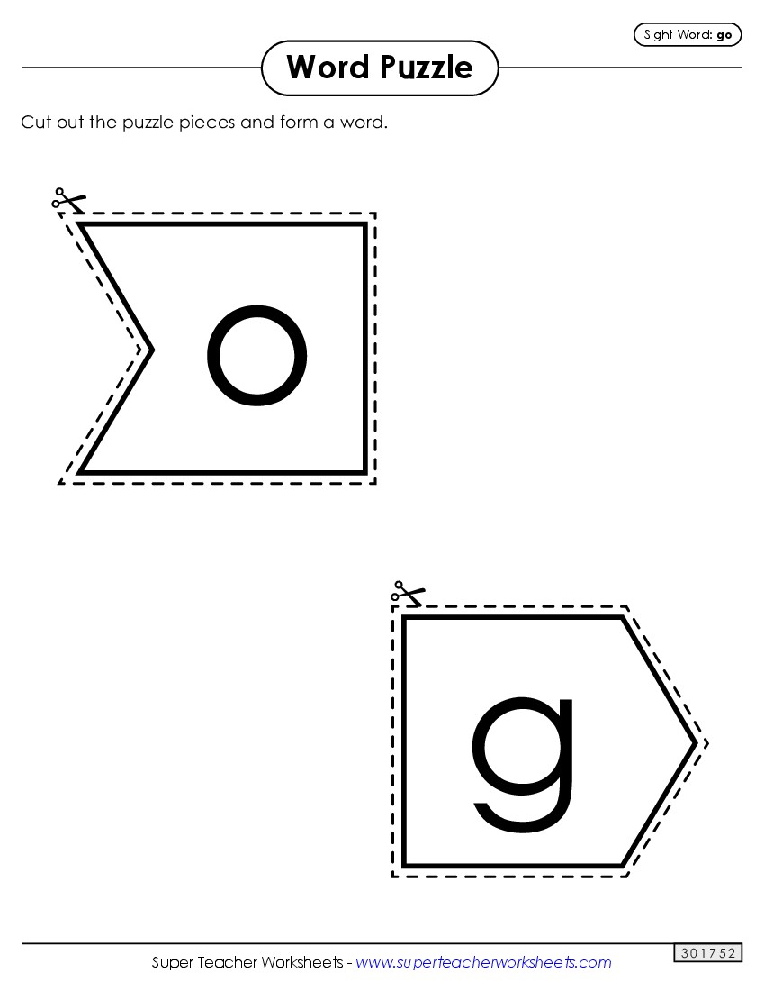 Word Puzzle: Go Sight Words Individual Worksheet