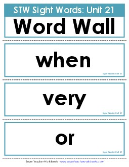 Pocket Chart or  Word Wall (Unit 21) Sight Words Worksheet