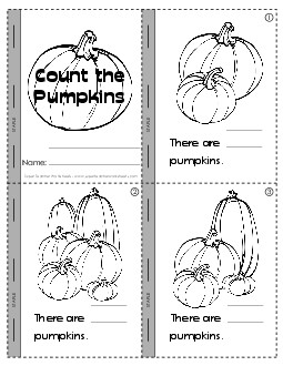 Pumpkin Counting Mini-Book Fall Worksheet