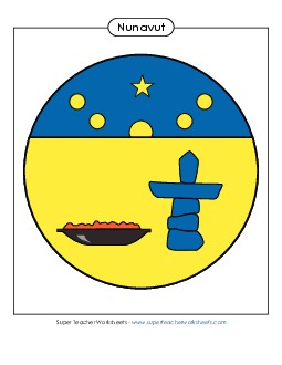 Nunavut Escutcheon (Full Colour) Canada Worksheet