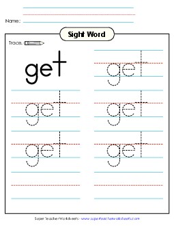 Trace the Word: Get Sight Words Individual Worksheet