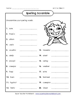 Unscramble (C-6) Spelling C Worksheet