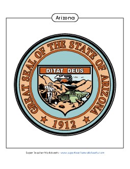 Arizona State Seal (Full-Color Version) States Individual Worksheet