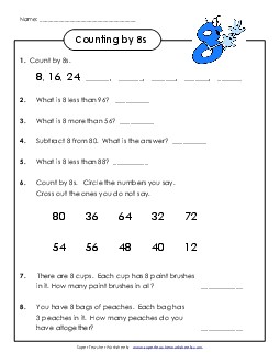 Questions: Counting by 8s Worksheet