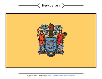 New Jersey State Flag (Full-Color Version) States Individual Worksheet