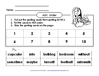 ABC Order: Cut and Glue (B-24) Spelling B Worksheet