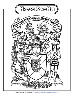 NS Coat of Arms (Black & White) Canada Worksheet