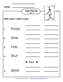 Write Twice (Unit 14) Sight Words Worksheet