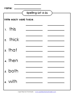 Write Twice (A-26) Spelling A Worksheet