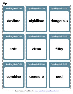 Flashcards (C-30) Spelling C Worksheet