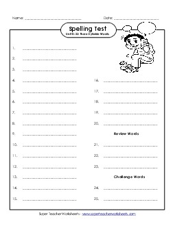 Spelling Test (D-23) Spelling D Worksheet