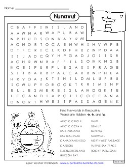 Word Search Canada Worksheet