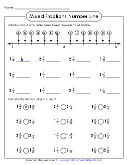 Card Sort: Ordering Mixed Numbers Place Value Worksheet