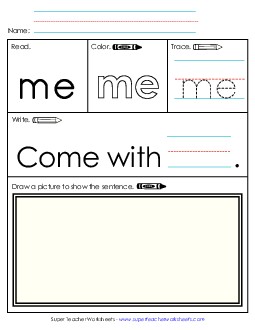 Me (Sight Word) Free Sight Words Individual Worksheet