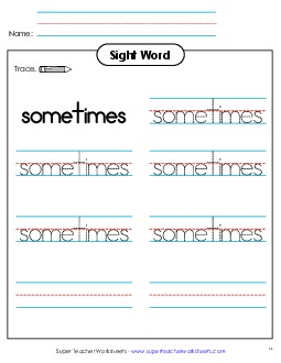 Trace the Word: Sometimes Free Sight Words Individual Worksheet