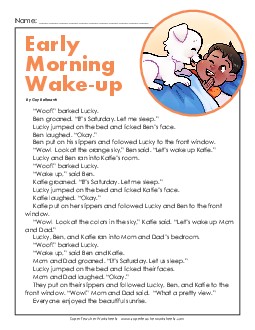 Early Morning Wake-Up 2nd Grade Reading Comprehension Worksheet