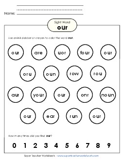 Dab or Color: Our Sight Words Individual Worksheet