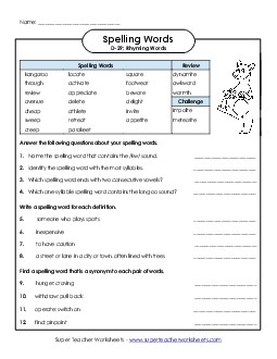 Question Worksheet (D-29)  Spelling D Worksheet