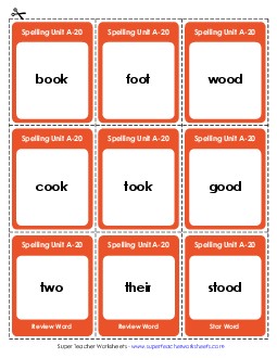 Flashcards (A-20) Spelling A Worksheet