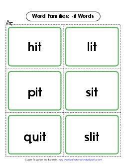 Flashcards (-it) Word Families Worksheet