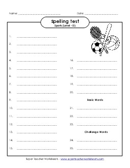 Spelling Test  Spelling D Worksheet