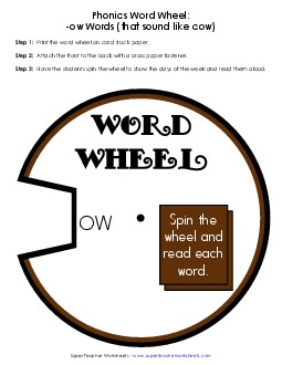 Word Wheel (-ow Words) Phonics Worksheet