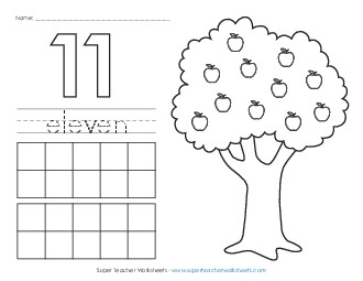 Apple Counting Mat: Eleven Free Worksheet