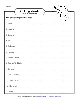 Write Twice (D-28) Spelling D Worksheet