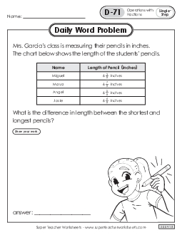 Daily Word Problems  D-71 through D-75 Worksheet