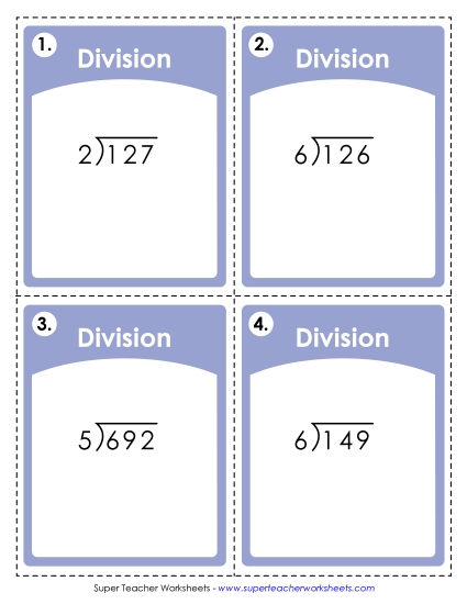 Task Cards: 3-Digit Dividends (w/ Remainders) Division Worksheet