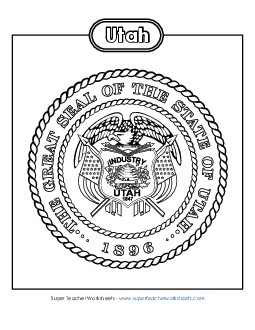 Utah State Seal (Black & White) States Individual Worksheet