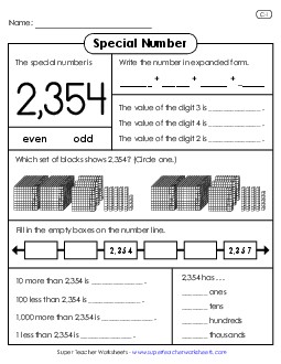 Special Number: 2,354 Worksheet