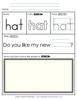 Worksheet 3: Hat Sight Words Individual Worksheet