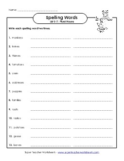 Write Twice (E-7) Spelling E Worksheet